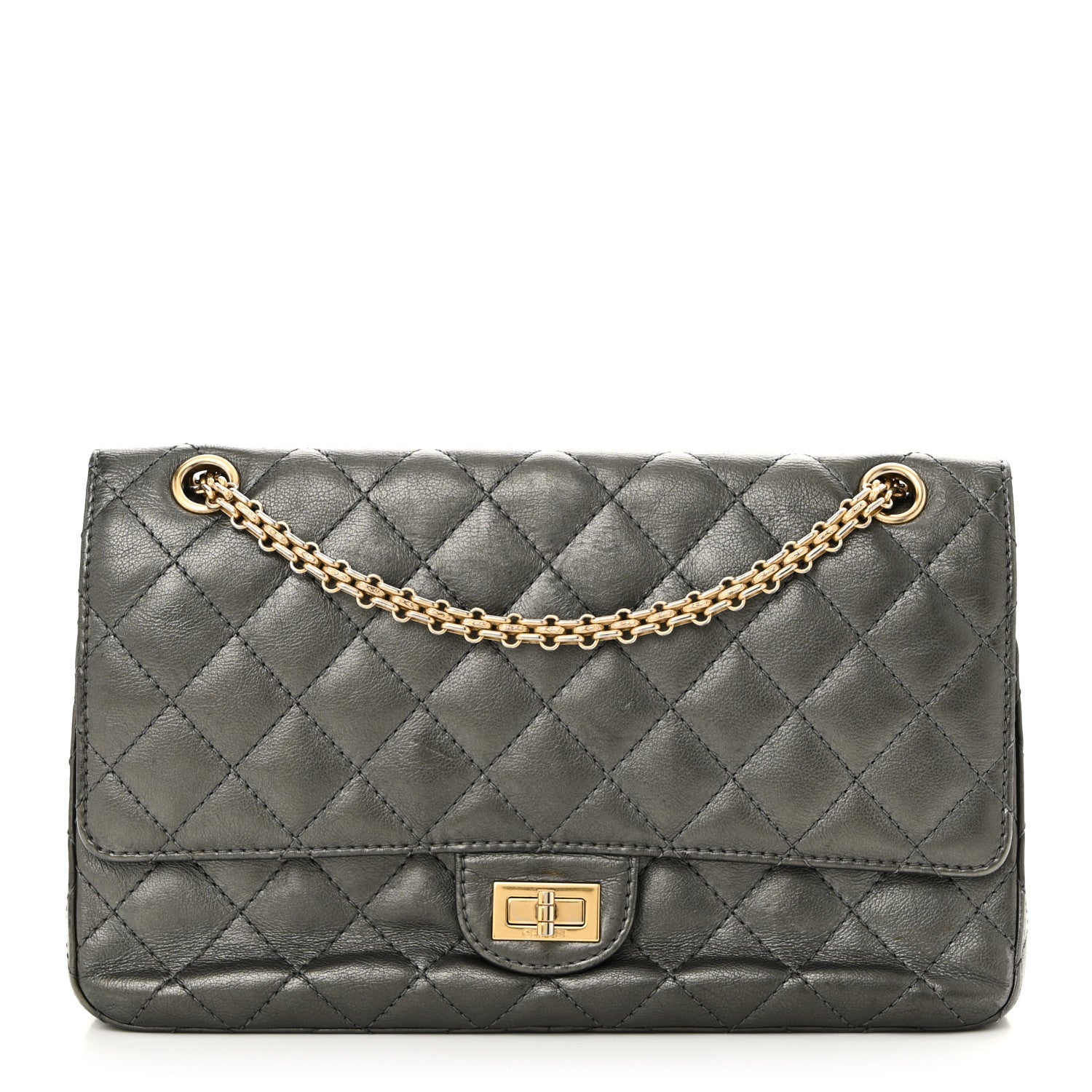 Chanel Metallic Aged Calfskin Quilted 2.55 Reissue 226 Flap Dark Grey 1 of 10