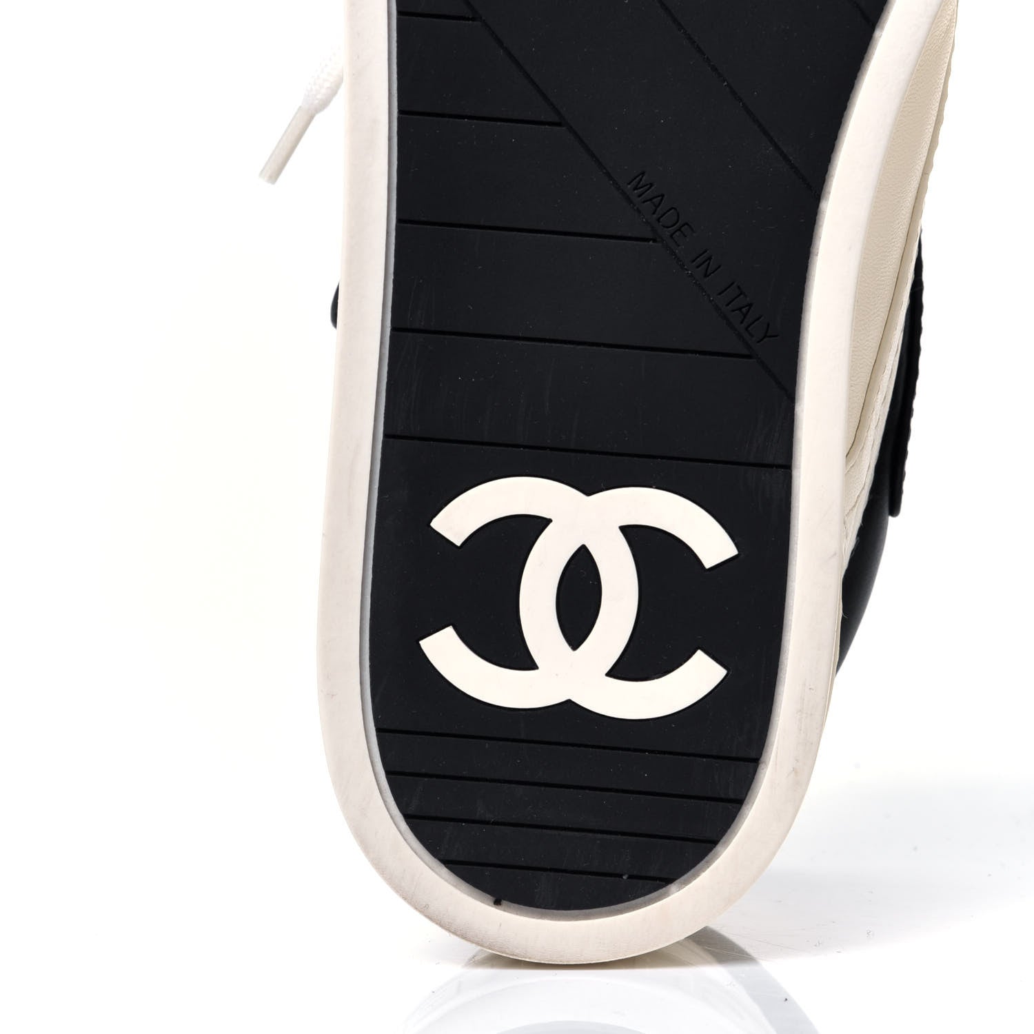 Chanel Lambskin Logo Strap Sneakers 38 Ivory Black 8 of 11