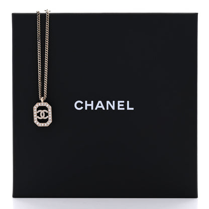 Chanel Crystal Pearl CC Geometric Chain Necklace Gold 6 of 6