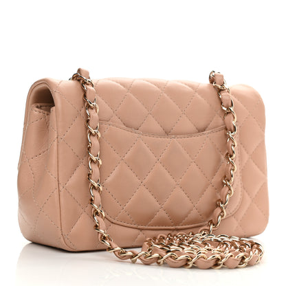 Chanel Lambskin Quilted Mini Rectangular Flap Beige 3 of 9