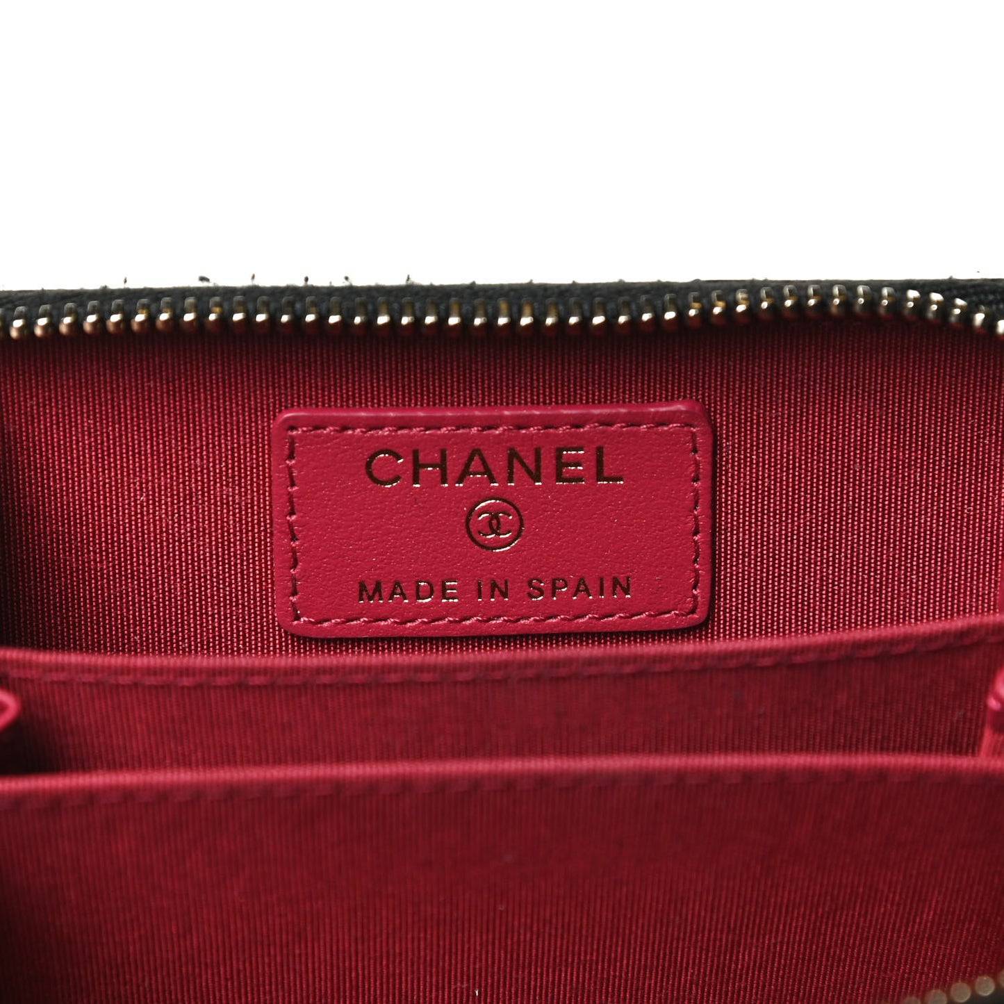 Shiny Goatskin Quilted Chanel 19 Zip Around Coin Purse Wallet Black