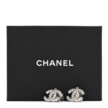 Chanel Baguette Crystal CC Drop Earrings Silver 5 of 5