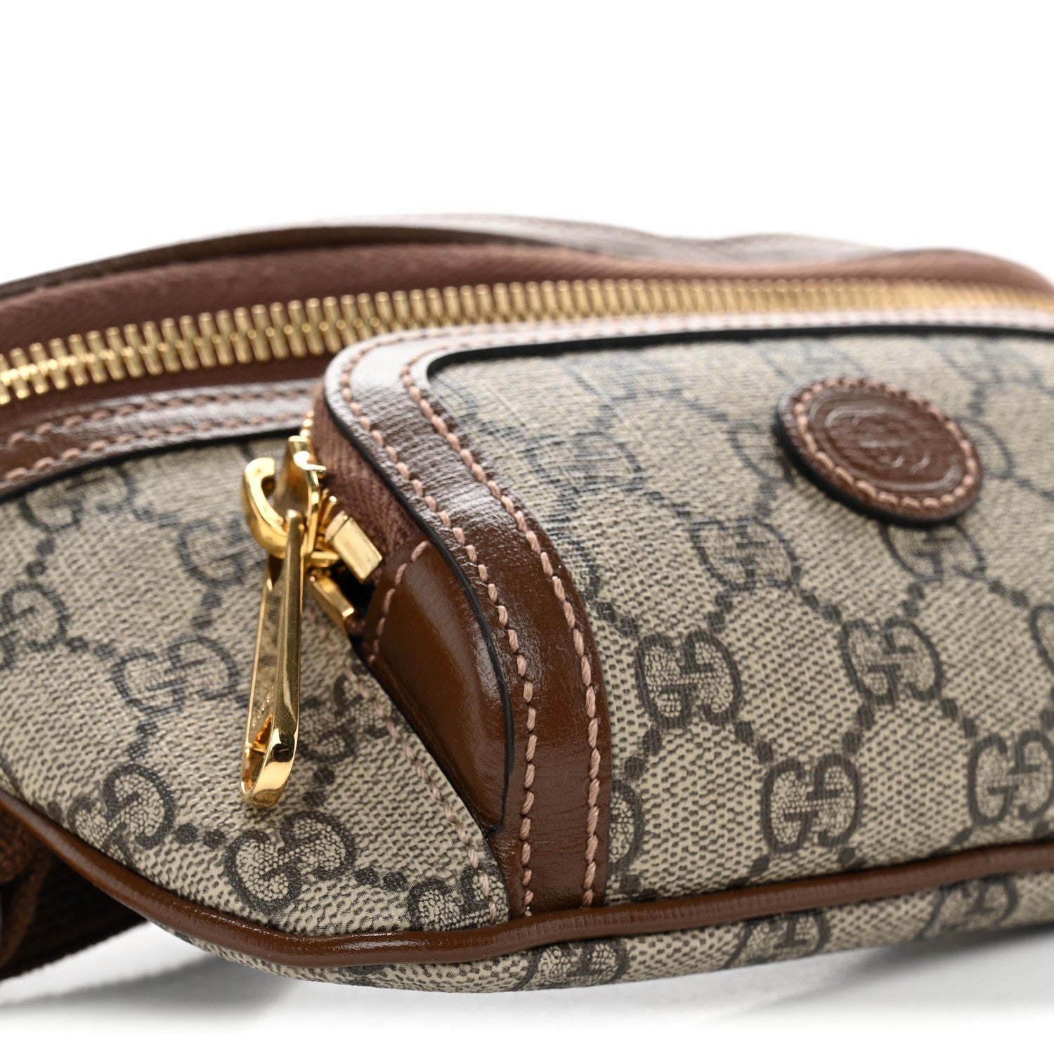 Gucci GG Supreme Monogram Textured Calfskin Retro Interlocking G Belt Bag Beige Ebony Brown Sugar 8 of 10
