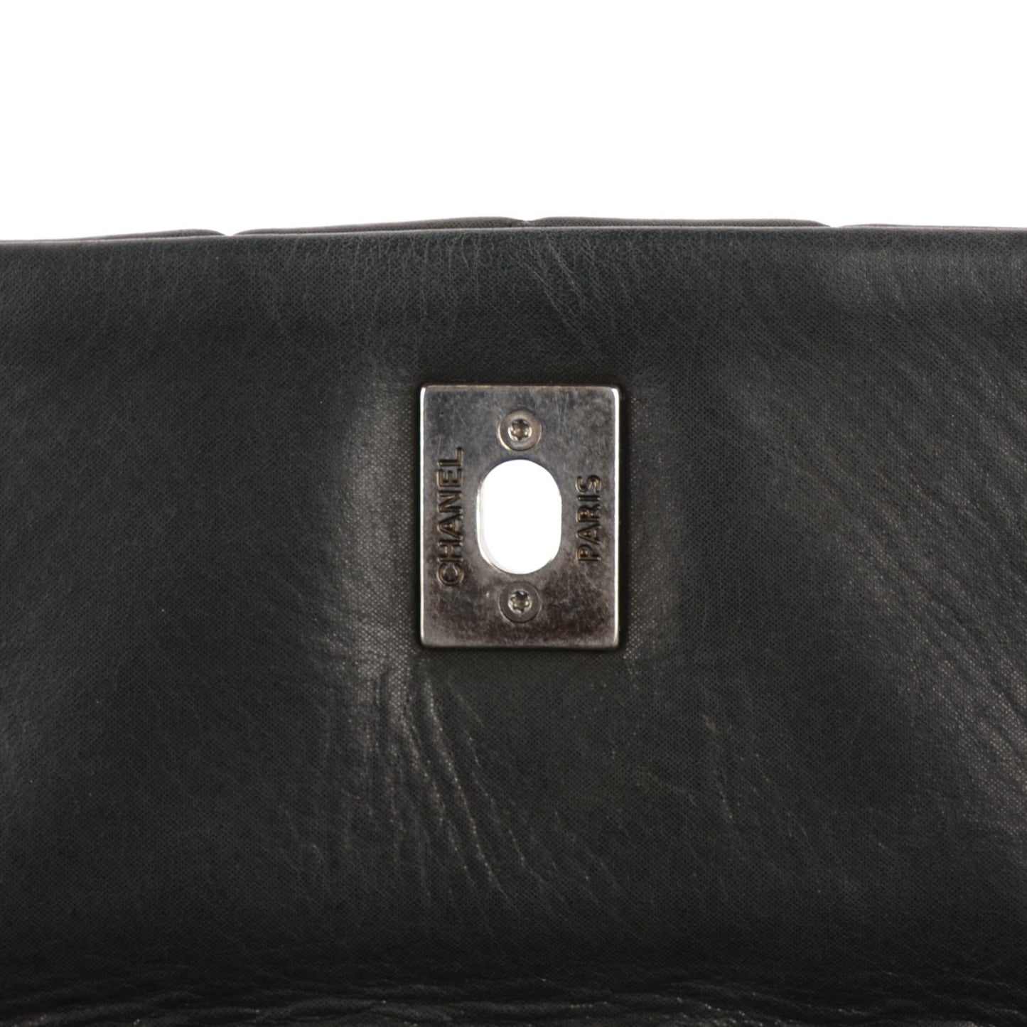 Iridescent Calfskin Large Bubble Quilt Flap Black