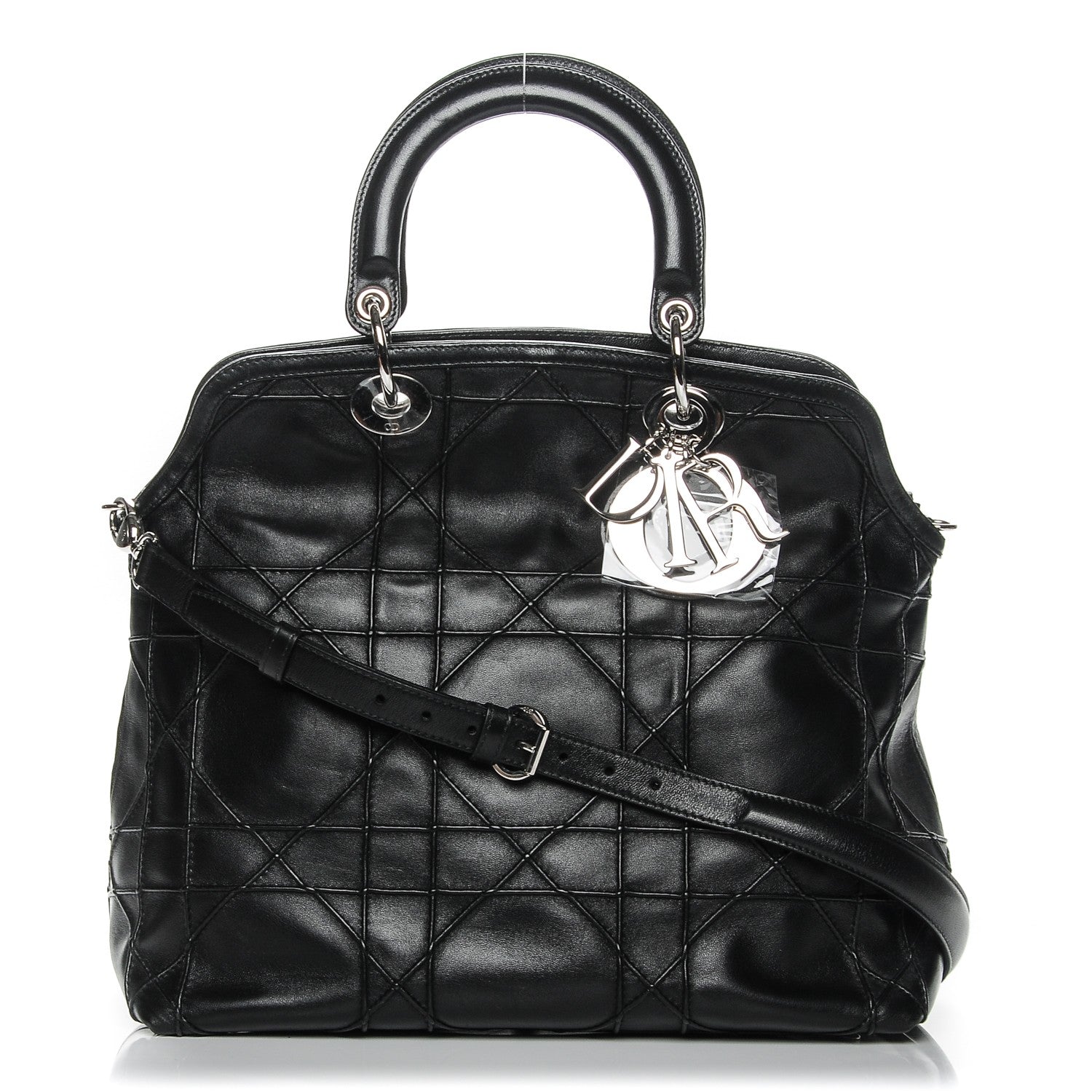 Christian Dior Lambskin Cannage Medium Granville Tote Black 1 of 8