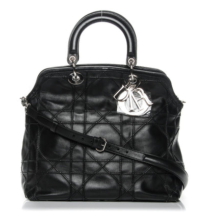 Christian Dior Lambskin Cannage Medium Granville Tote Black 1 of 8