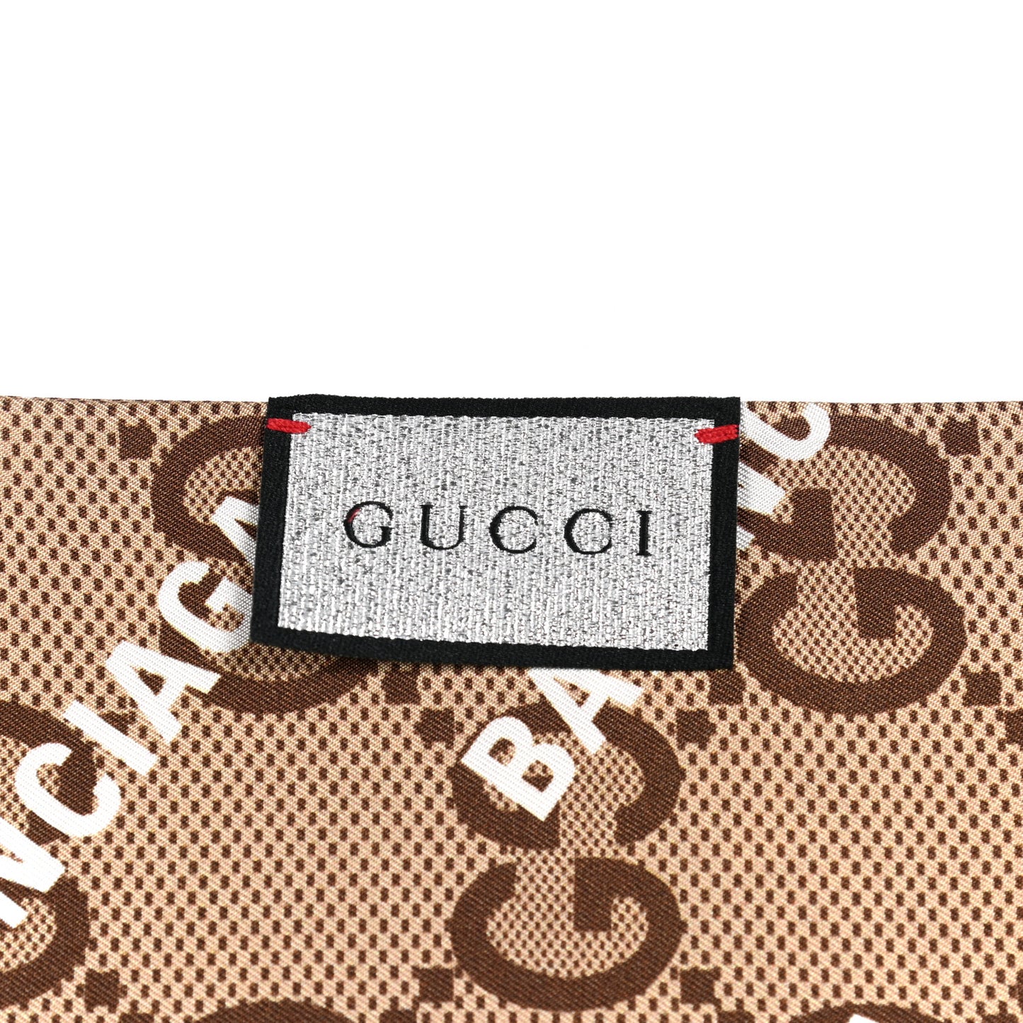 X BALENCIAGA Silk Twill Maxi GG Monogram GG B Neck Bow Scarf Beige White
