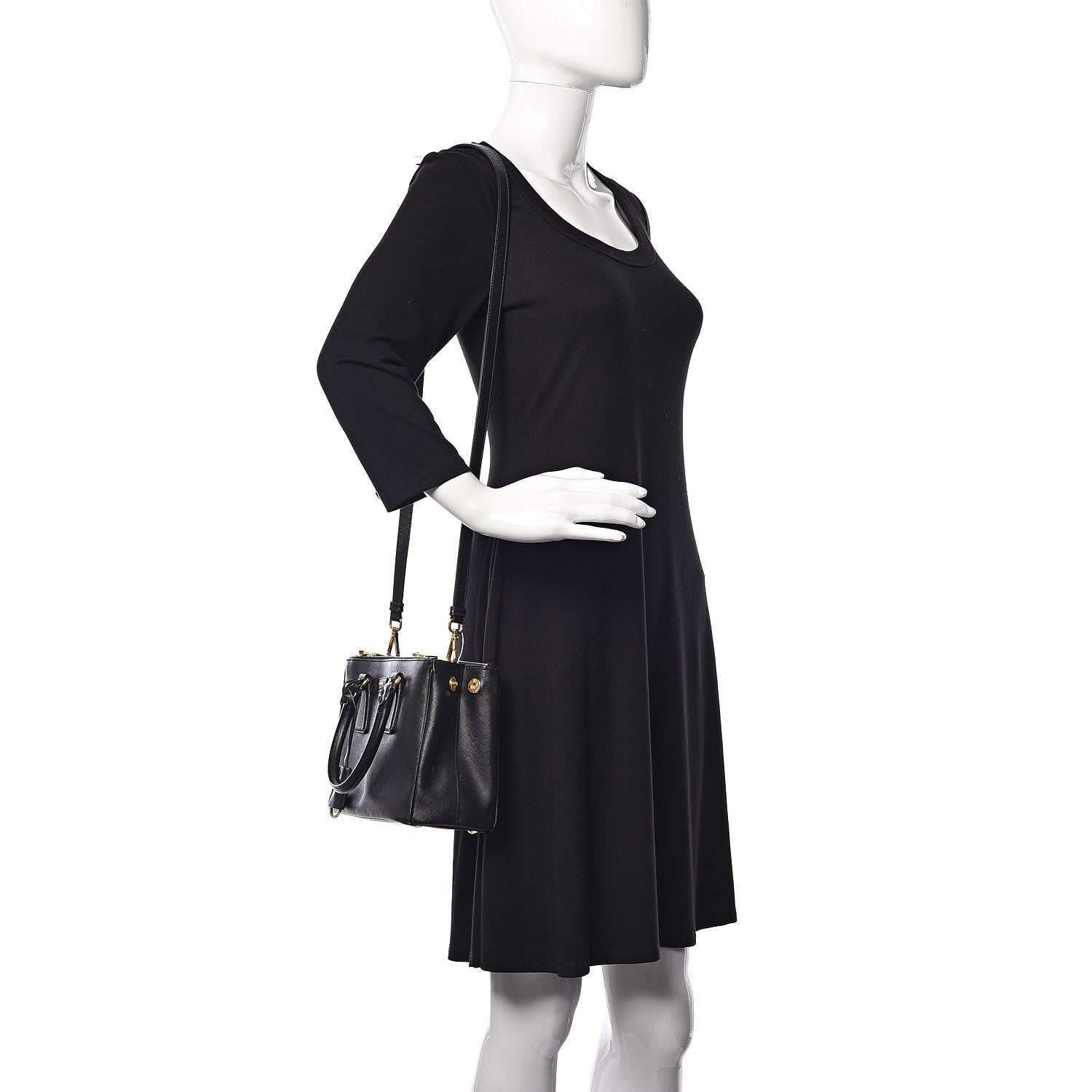 Prada Saffiano Cuir Medium Galleria Double Zip Tote Black 2 of 9