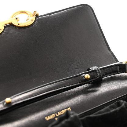Saint Laurent Lambskin Carre Quilted Le Maillon Wallet On Chain Black 11 of 11