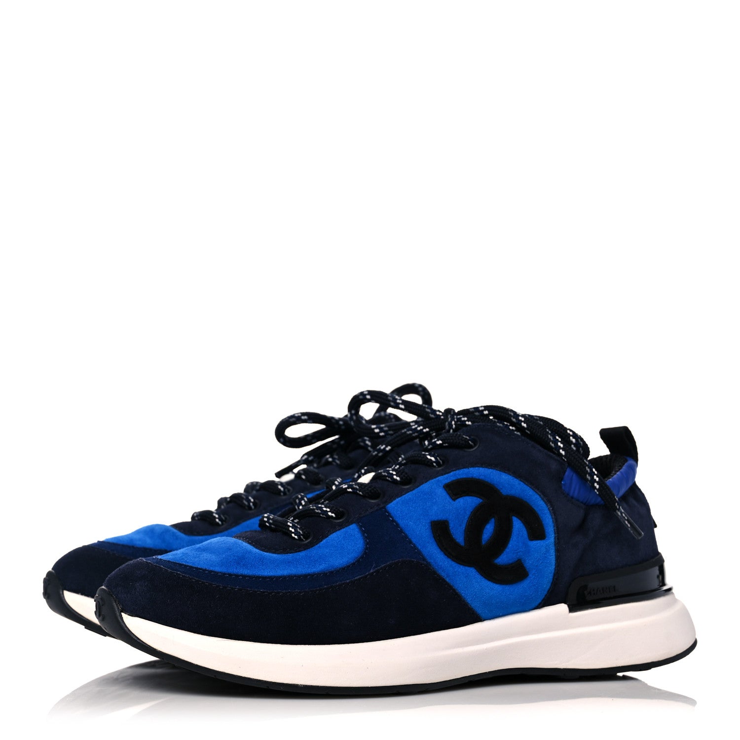 Chanel Suede Calfskin CC Sneakers 38 Blue Navy Dark Navy 3 of 7