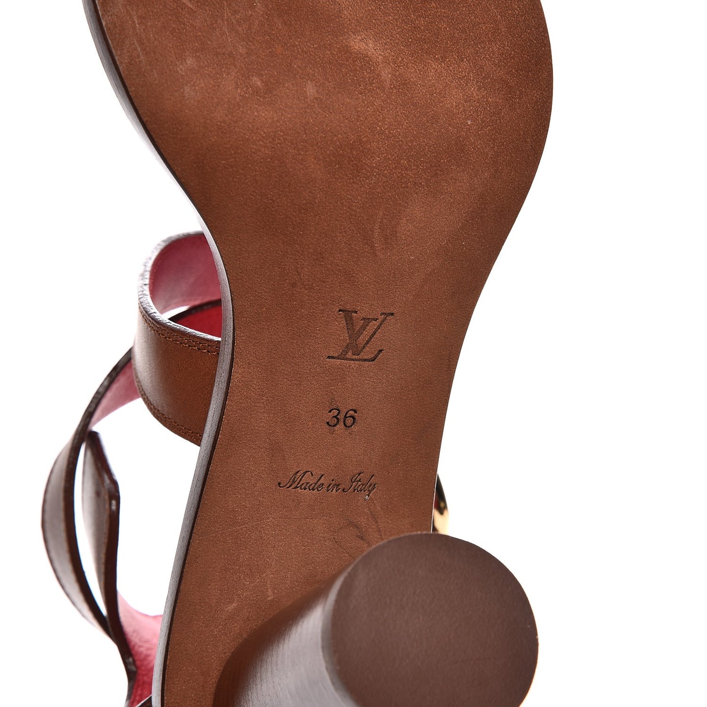 Calfskin Monogram Ocean Drive Heeled Sandals 36 Cognac