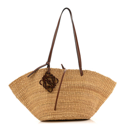 Loewe Calfskin Raffia Paulas Ibiza Small Basket Tote Bag Natural Tan 1 of 8