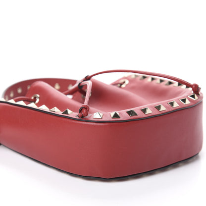 Valentino Garavani Vitello Mini Rockstud Chain Strap Bucket Bag Red 8 of 9