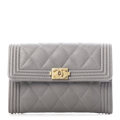 Chanel Caviar Quilted Medium Boy Flap Wallet Grey 1 of 10