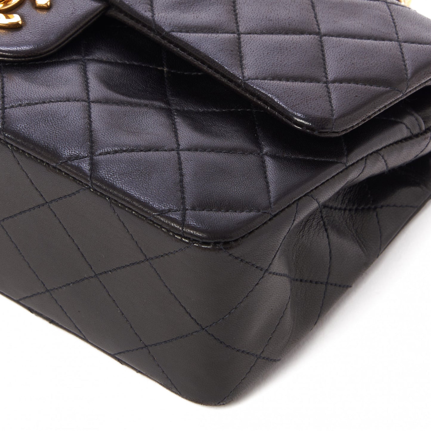 Lambskin Quilted Small Double Flap Black