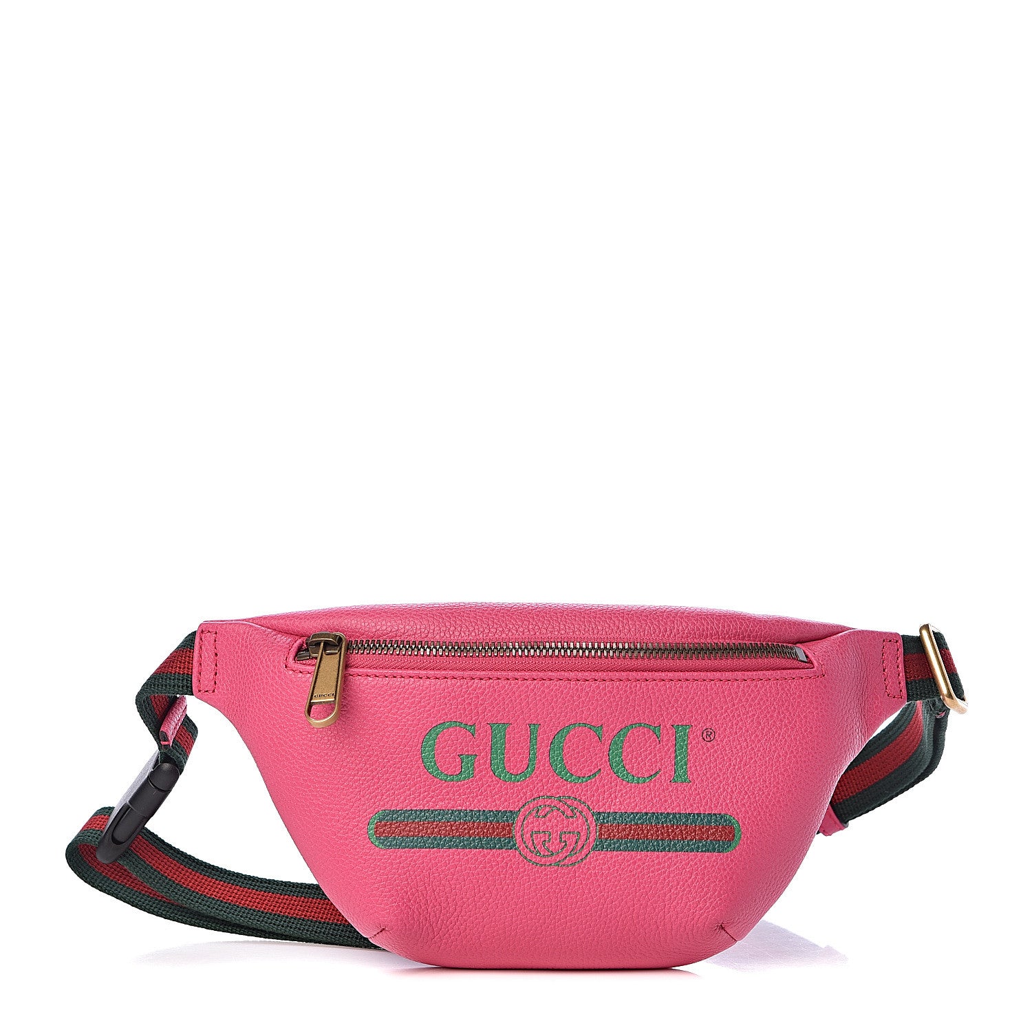 Gucci Grained Calfskin Small Logo Belt Bag Box Pink Green 1 of 10