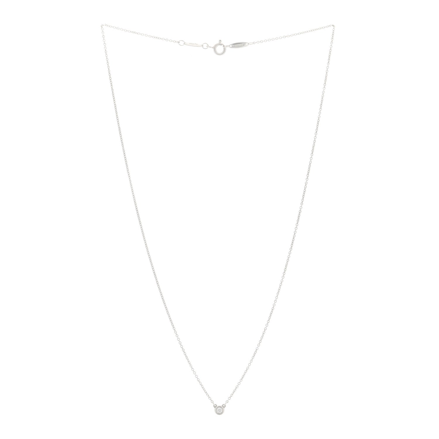 Tiffany Sterling Silver Diamond .05ct Elsa Peretti Diamonds by the Yard Pendant Necklace 2 of 4