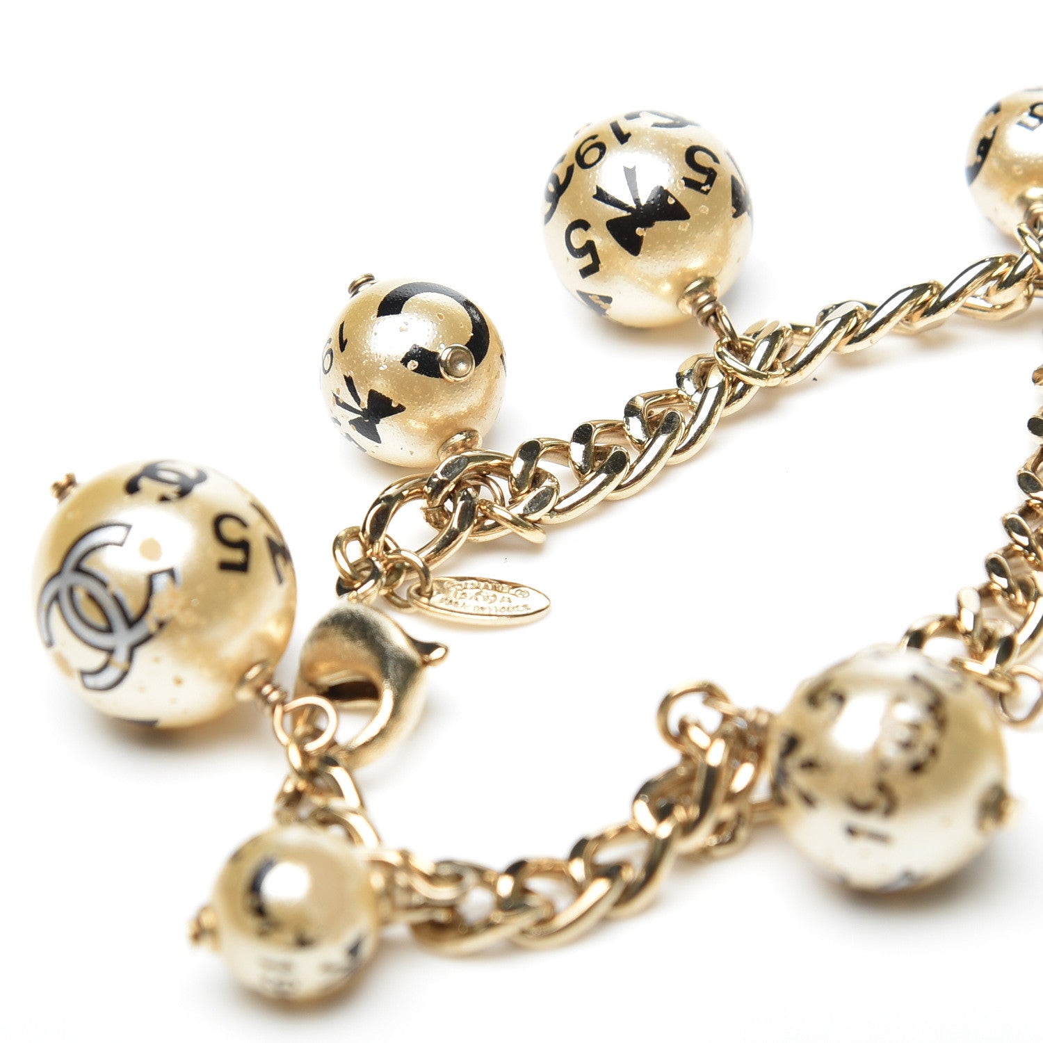 Chanel Painted Pearl CC Coco Bracelet Black Gold 6 of 10