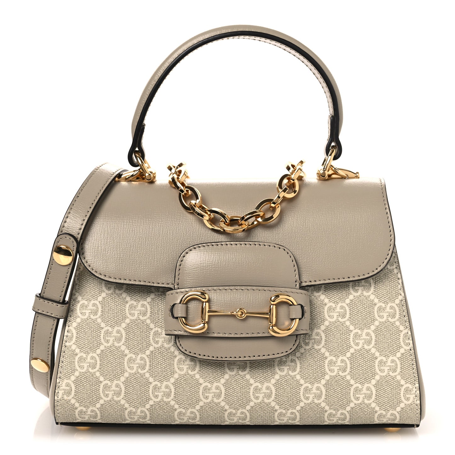 GG Snakeskin Mini Horsebit 1955 Top Handle Flap Bag Beige Mystic White Oatmeal