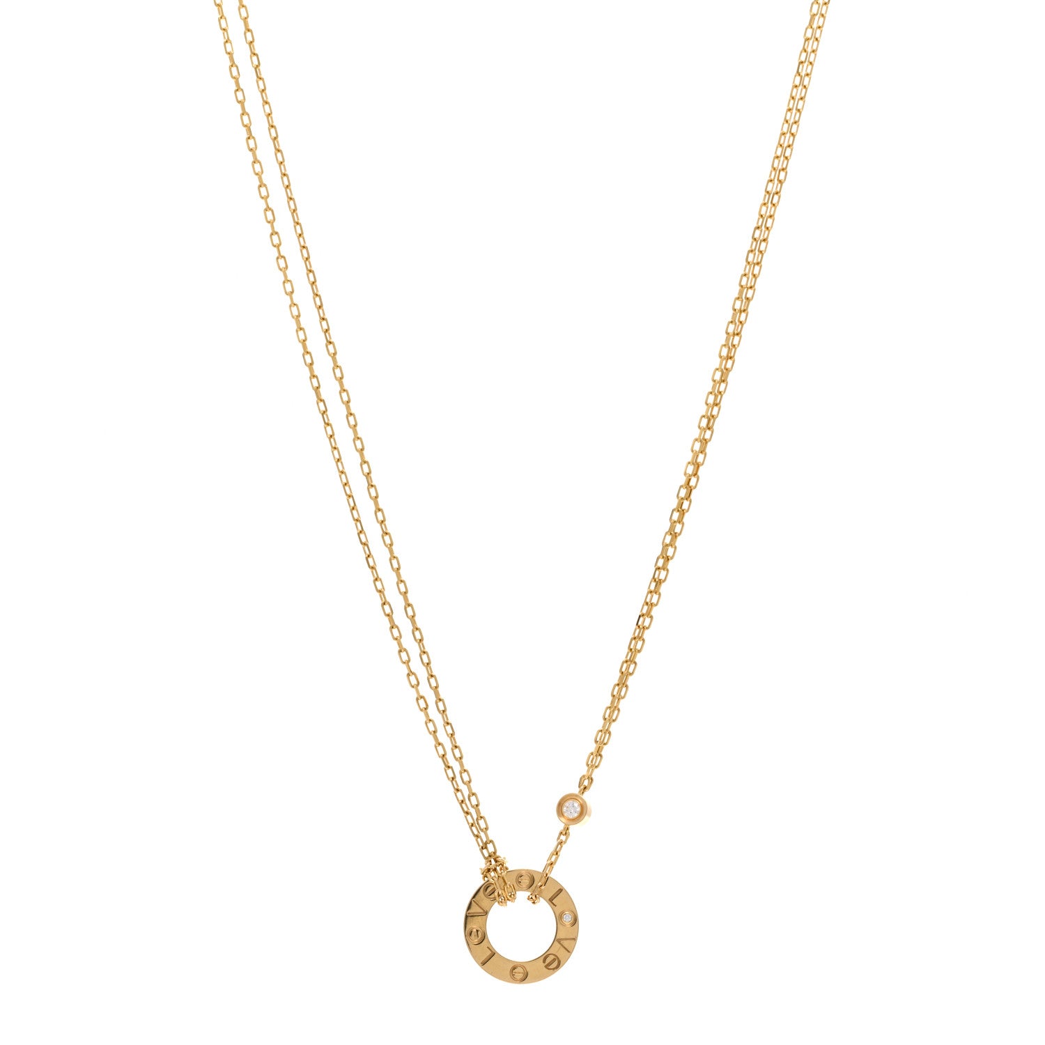 Cartier 18K Yellow Gold 2 Diamond LOVE Necklace 1 of 4