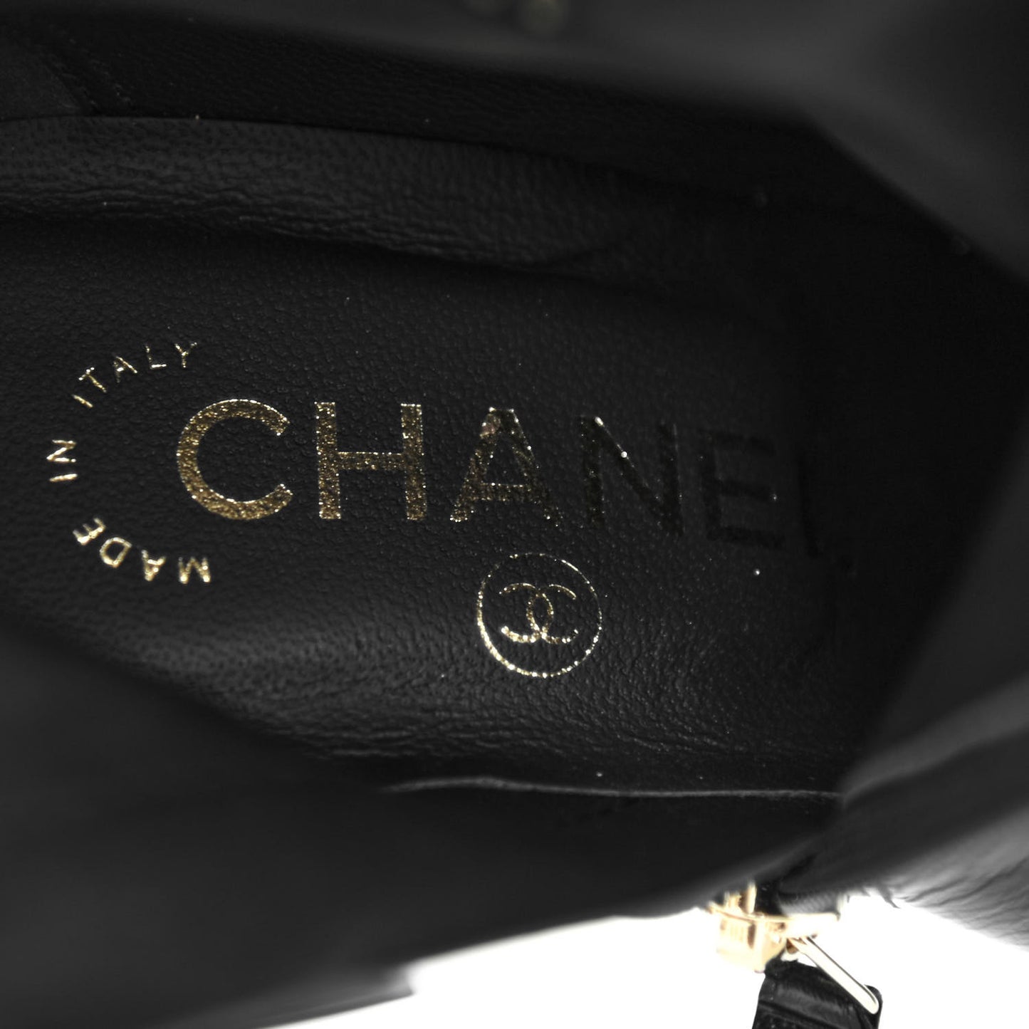 Crumpled Calfskin Cap Toe Chain Short Boots 36.5 Black