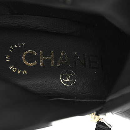 Chanel Crumpled Calfskin Cap Toe Chain Short Boots 36.5 Black 7 of 12