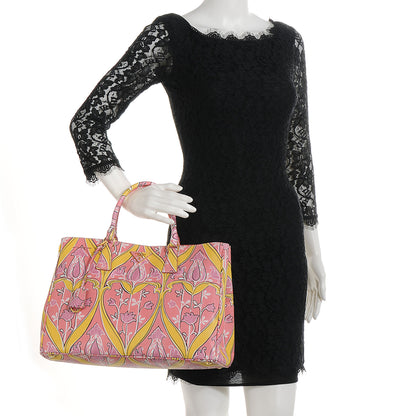 Prada Saffiano Floral Print Large Tote Begonia 2 of 9