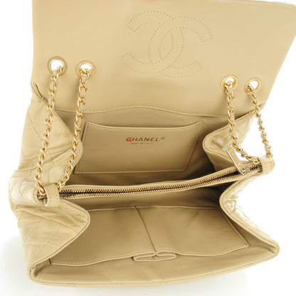 Chanel Calfskin Stitched Thin City Flap Clutch Beige 5 of 8