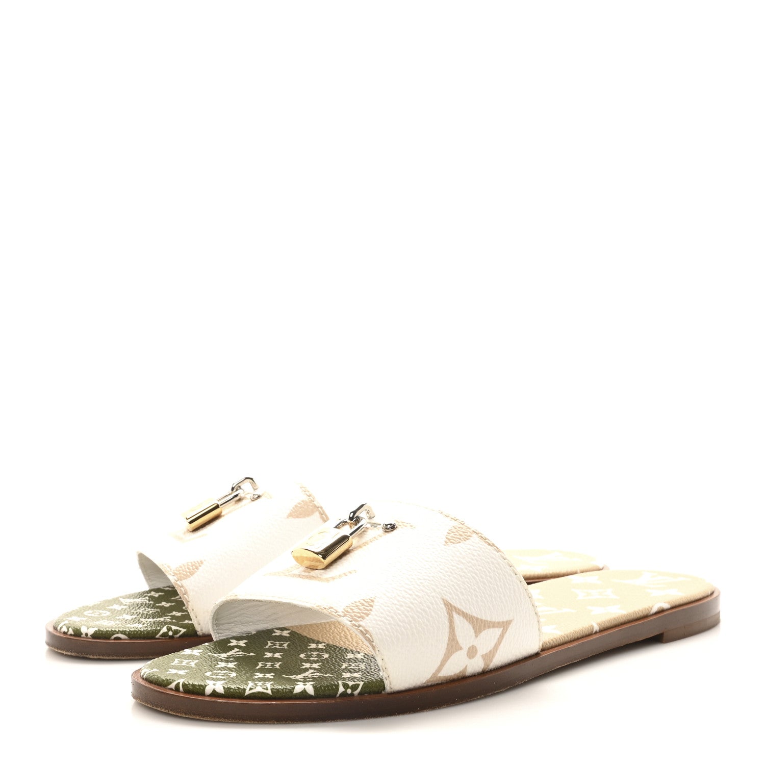 Louis Vuitton Monogram Giant Lock It Flat Mules 40 Kaki White 4 of 8