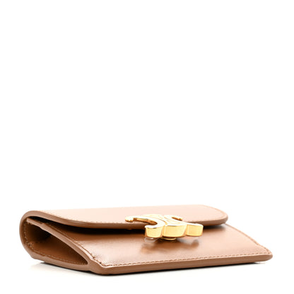 Celine Shiny Calfskin Triomphe Flap Card Holder Bronze 4 of 8