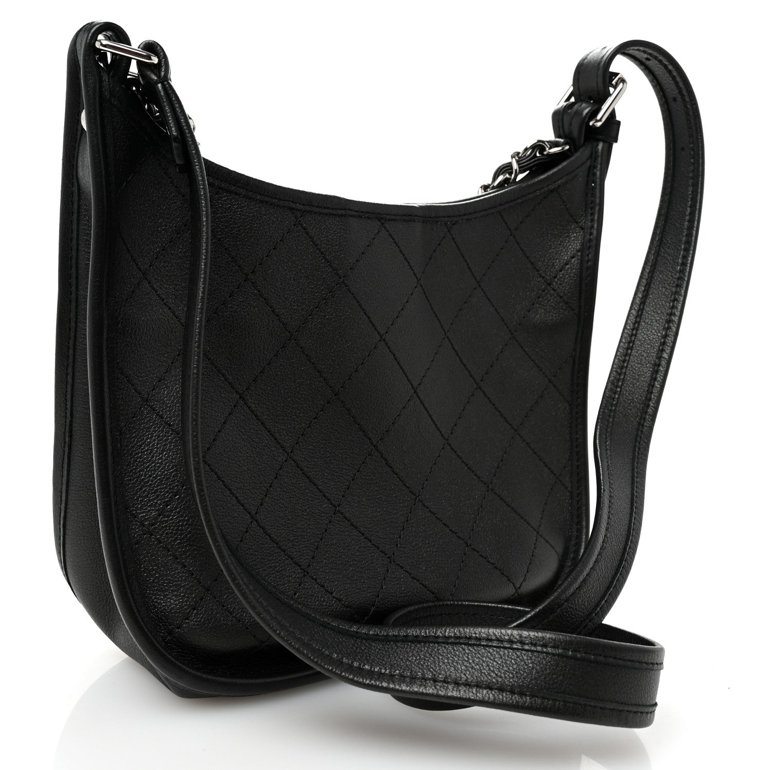 Chanel Calfskin Quilted Jungle Stroll Hobo Bag Black 3 of 10
