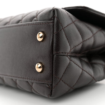 Chanel Caviar Quilted Mini Coco Handle Flap Dark Brown 10 of 11