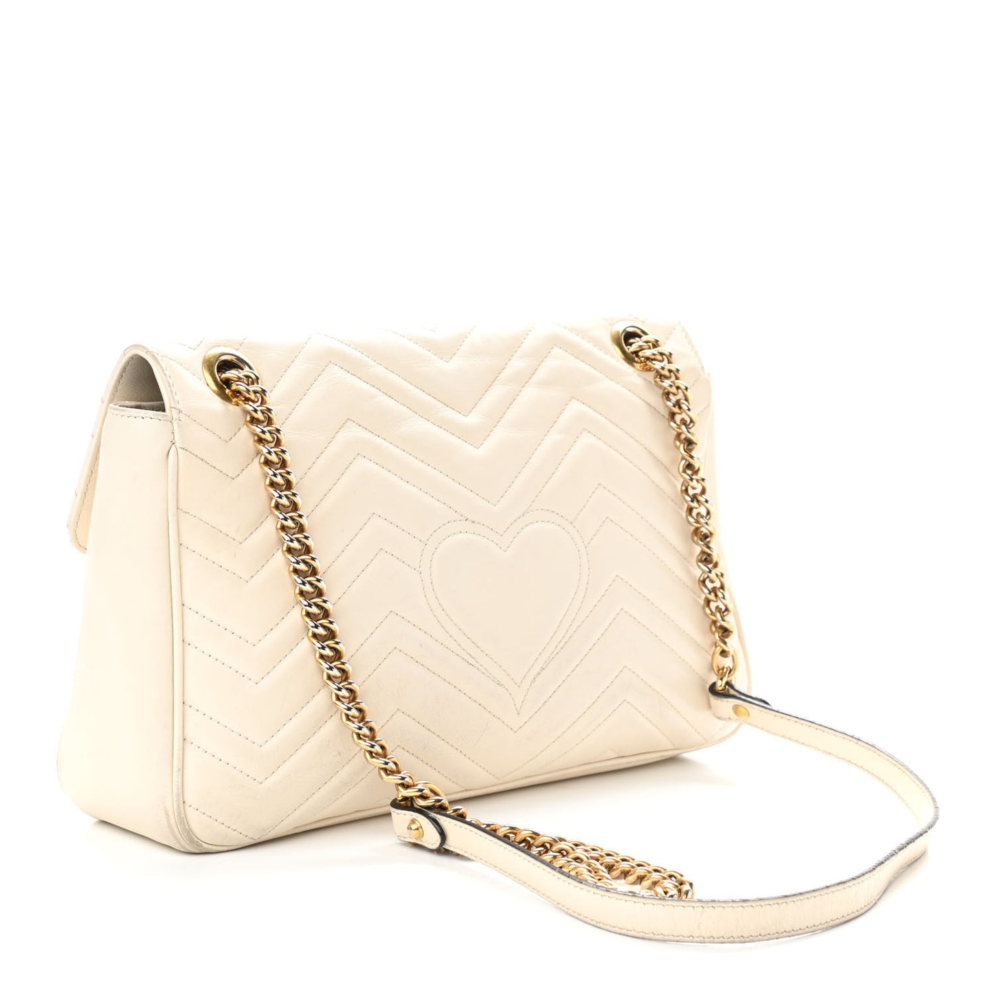 Calfskin Matelasse Medium GG Marmont Shoulder Bag White