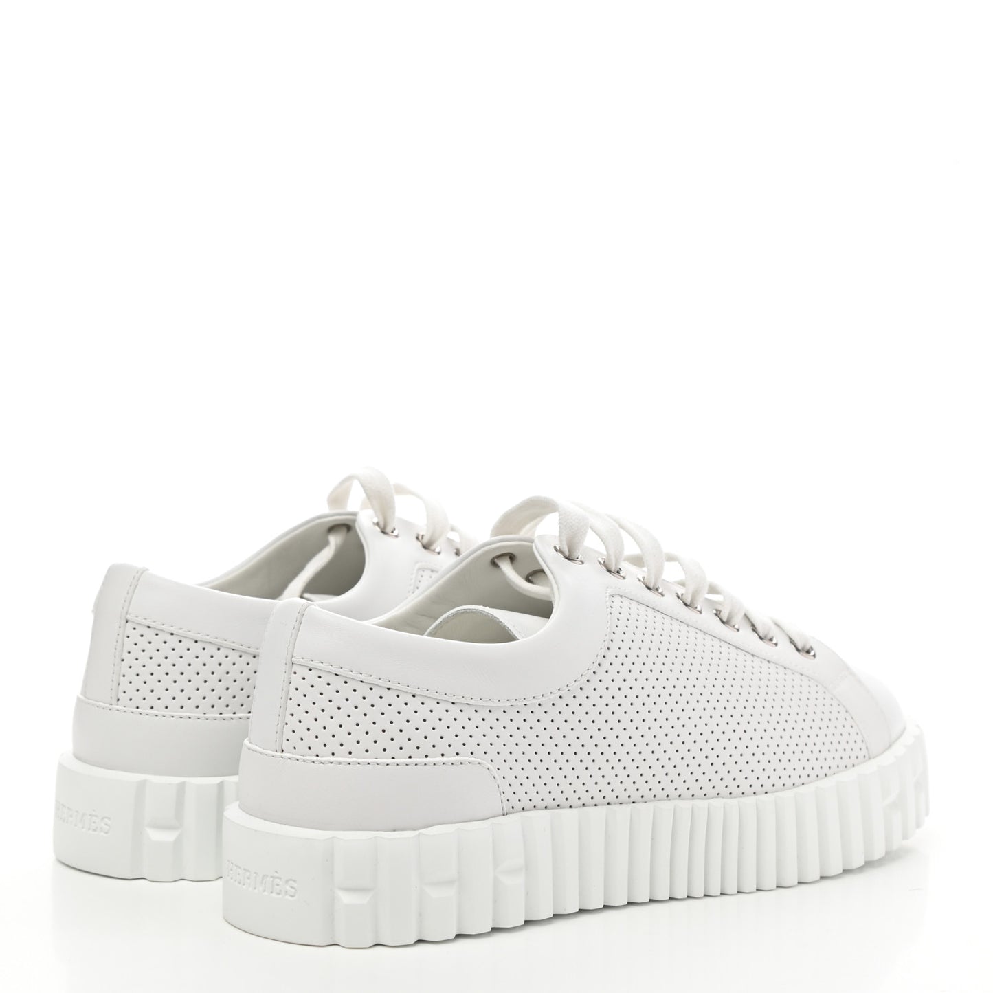 Perforated Calfskin Cross Sneakers 35.5 White
