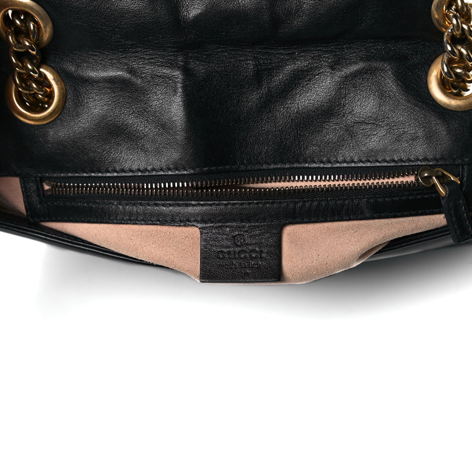 Gucci Calfskin Matelasse Small GG Marmont Shoulder Bag Black 6 of 15