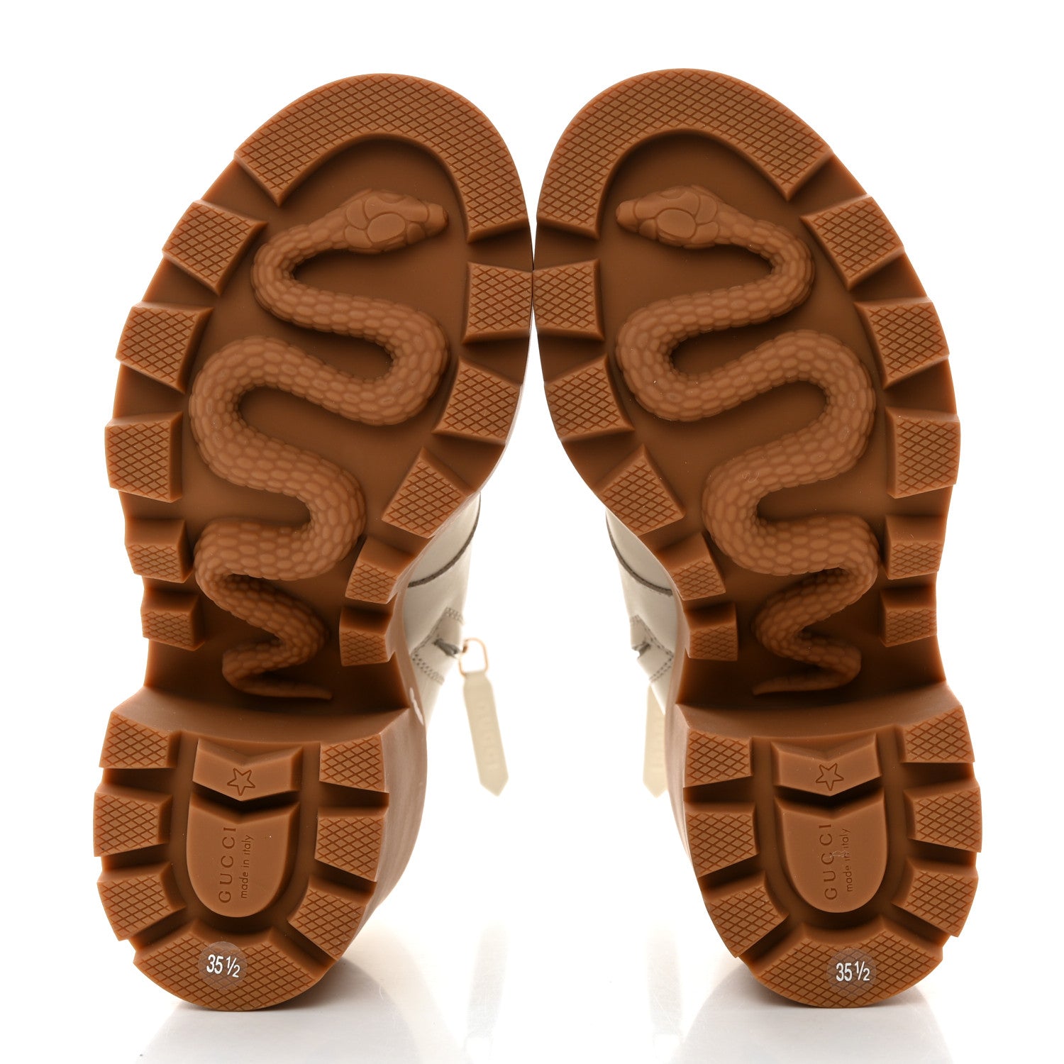 Gucci Kensington Calfskin Nappa GG Supreme Monogram Womens Double Buckle Ankle Boots 35.5 Mystic White Beige 5 of 9