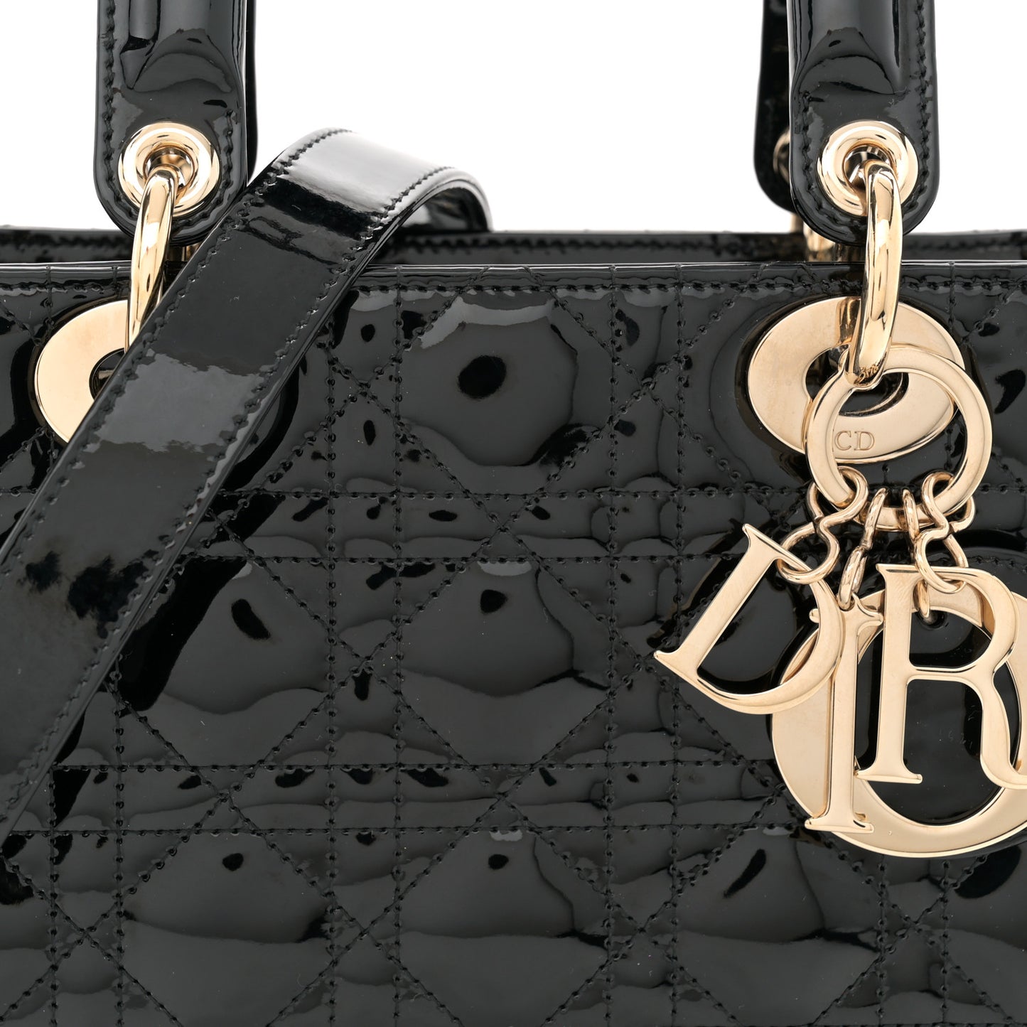 Patent Cannage Small Lady Dior Black