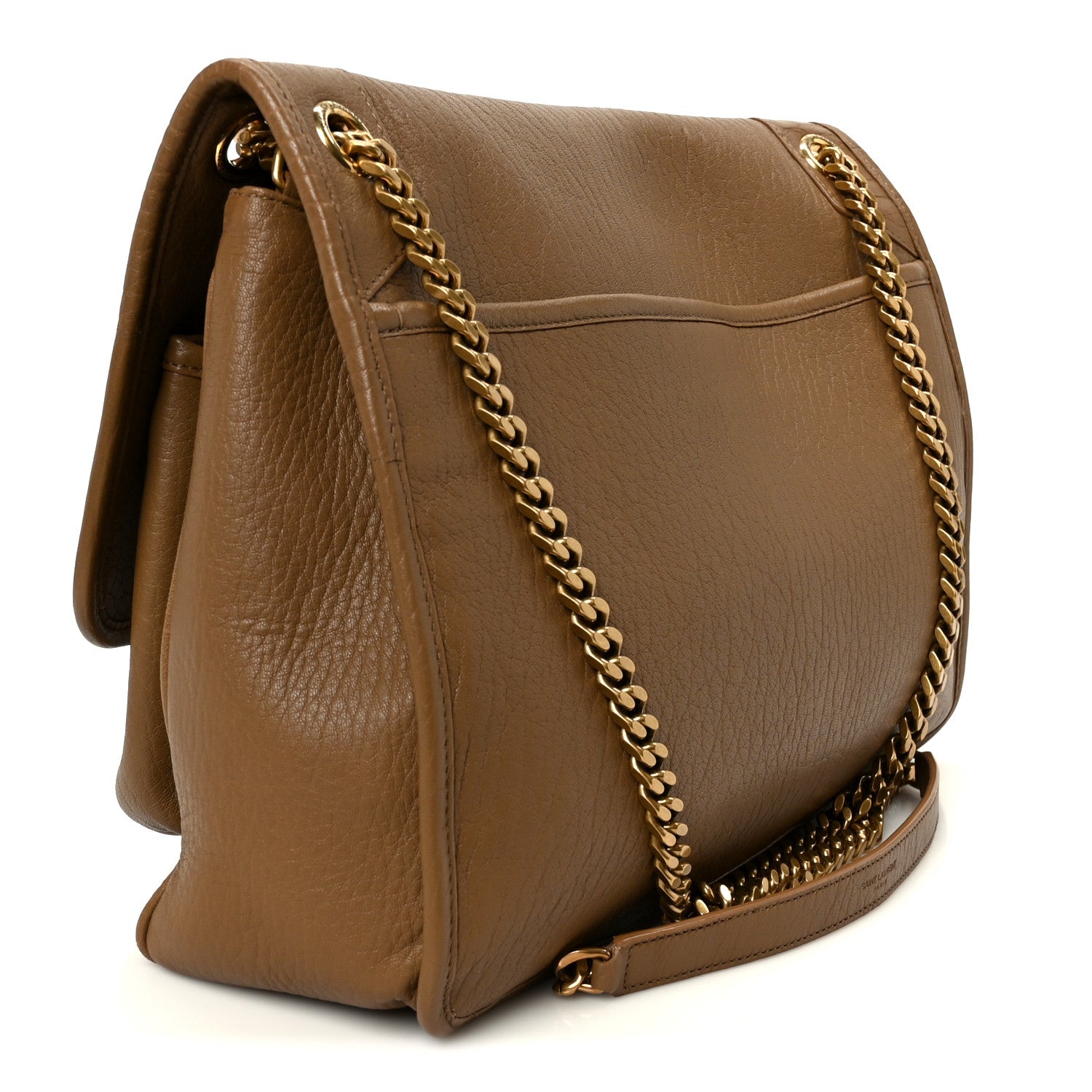 Saint Laurent Grained Lambskin Monogram Large Niki Chain Satchel Dark Cork 3 of 11