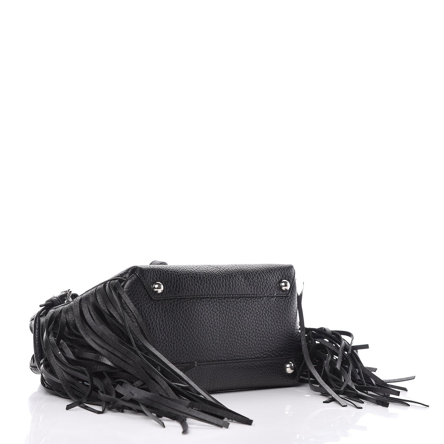 Burberry Grainy Calfskin Studded Fringe Baby Banner Tote Black 4 of 12