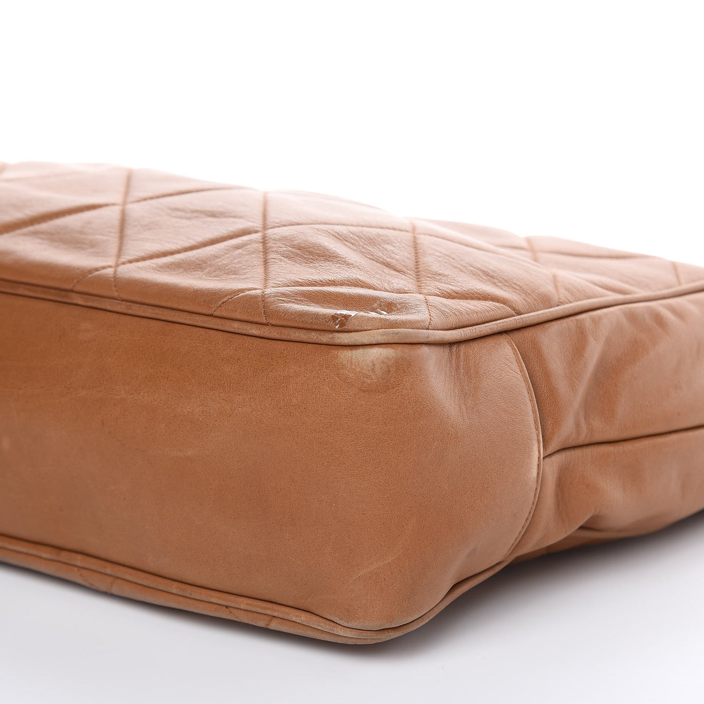 Calfskin Quilted Tortoise Handle Tote Brown