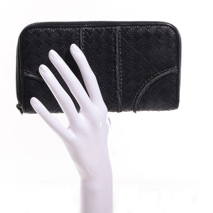 Bottega Veneta Vivo Cervo Intreccio Zip Around Wallet Nero Black 2 of 8