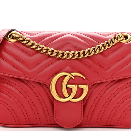 Gucci Calfskin Matelasse Small GG Marmont Shoulder Bag Hibiscus Red 7 of 9