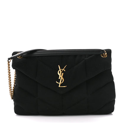 Saint Laurent Wool Jersey Quilted Medium Loulou Puffer Monogram Chain Black 1 of 10