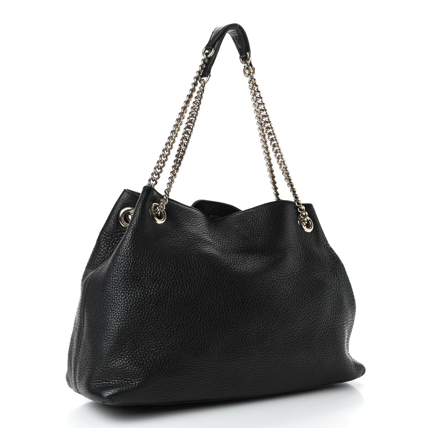 Pebbled Calfskin Medium Soho Chain Shoulder Bag Black