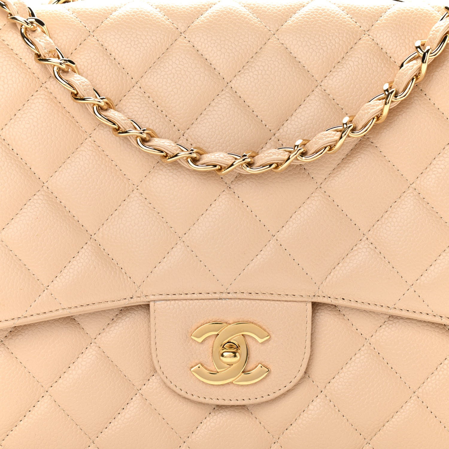 Chanel Caviar Quilted Jumbo Single Flap Beige 7 of 13