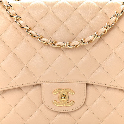 Chanel Caviar Quilted Jumbo Single Flap Beige 7 of 13