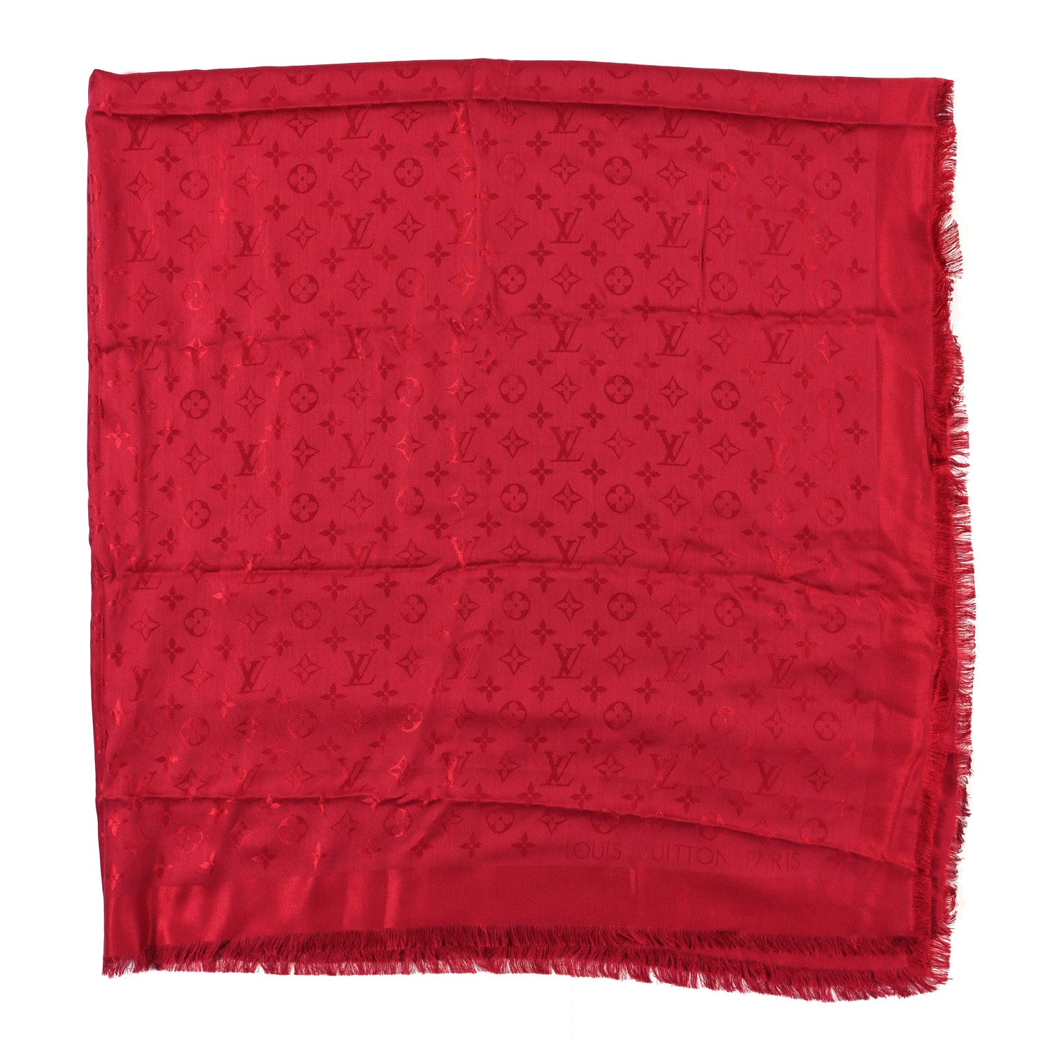 Louis Vuitton Silk Wool Monogram Shawl Pomme D'Amour 2 of 4
