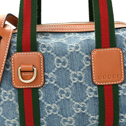Gucci GG Denim Calfskin Web Mini GG Top Handle Bag Light Blue White 8 of 10