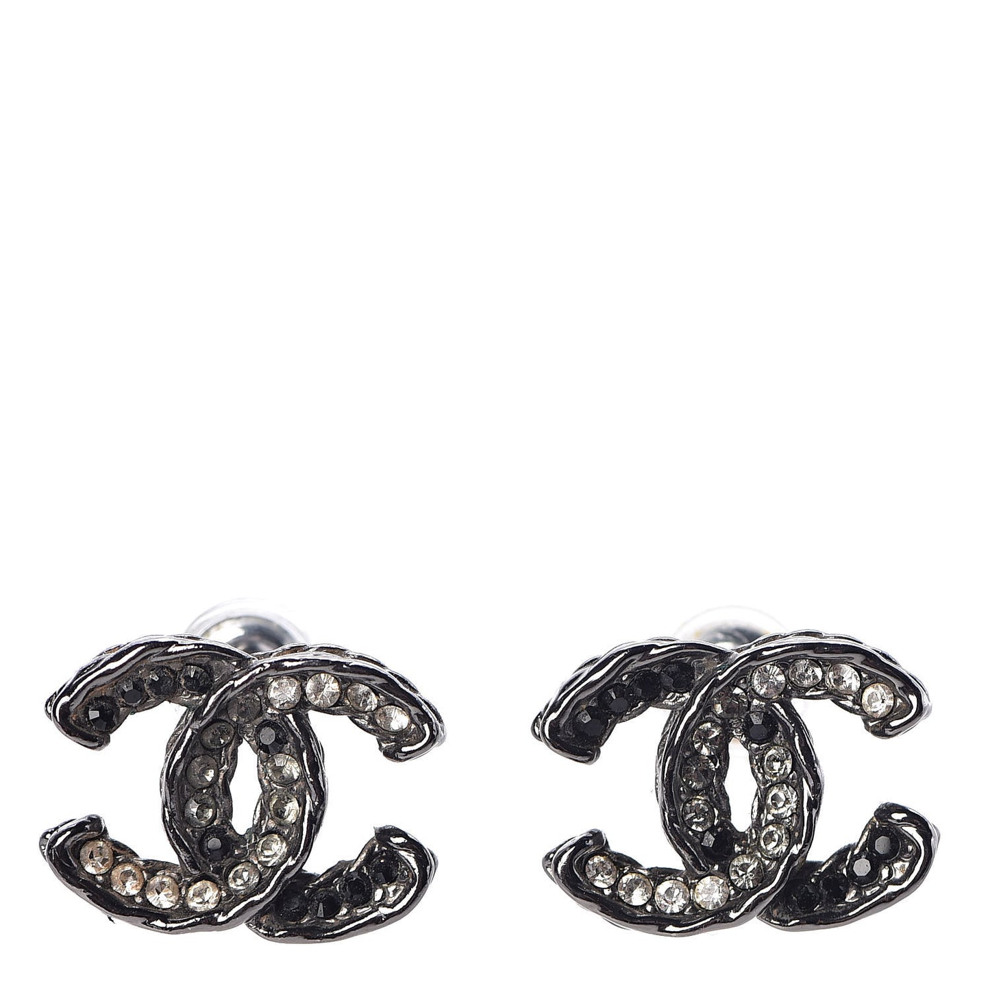 Ruthenium Crystal CC Earrings Silver Black