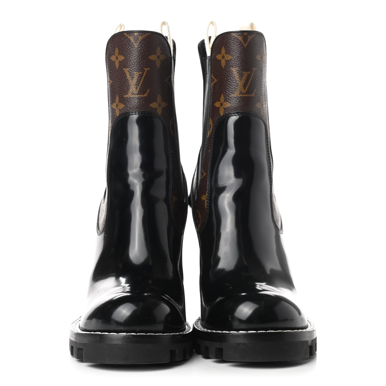 Louis Vuitton Patent Calfskin Monogram Star Trail Chelsea Ankle Boots 39 Black 2 of 9